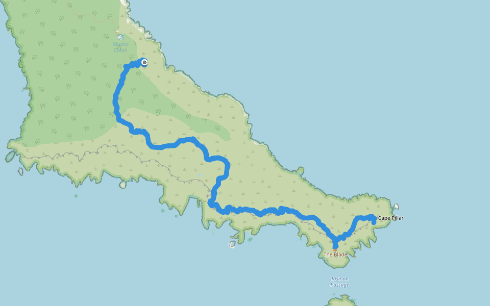 The Blade walking route map in Cape Pillar