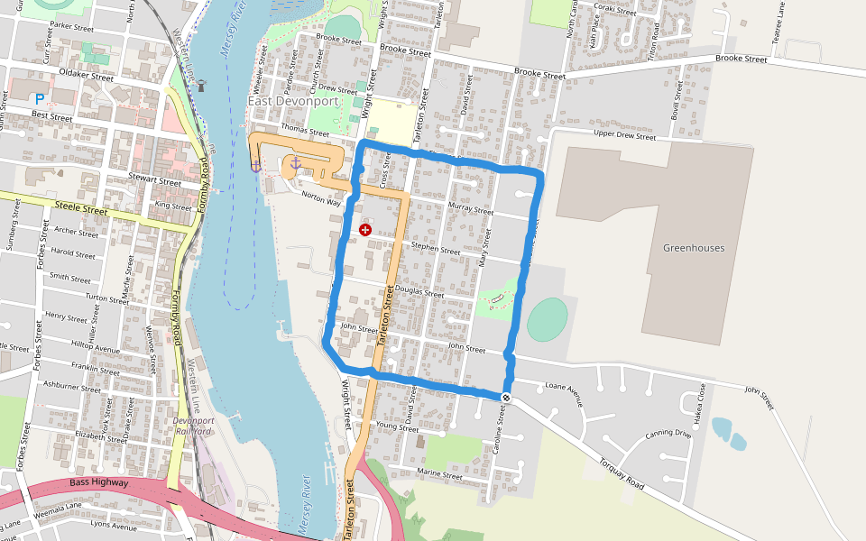 Mary Street Wetlands walking route map in East Devonport