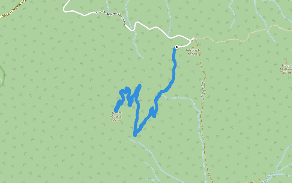 Mount Oberon walking route map in Wilsons Promontory