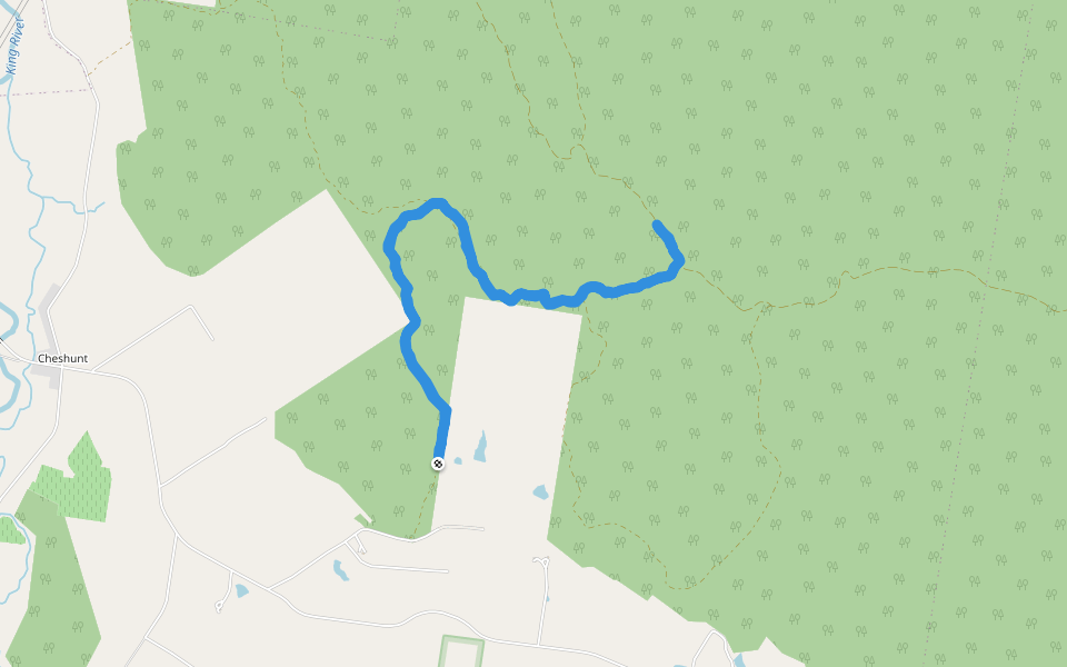 Small Track walking route map in Cheshunt
