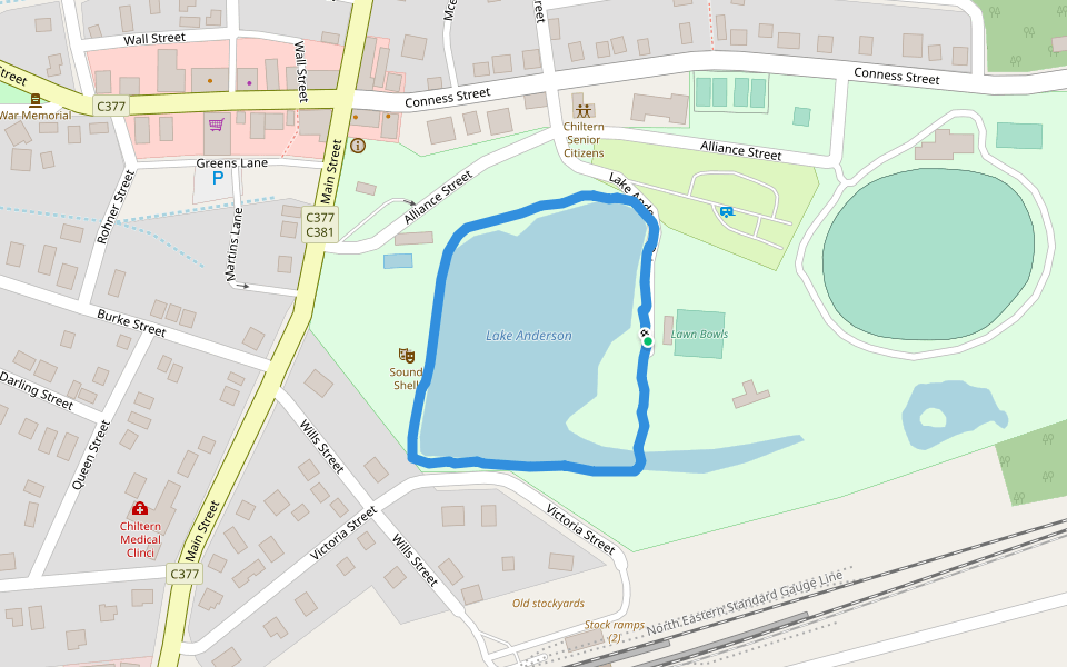 Lake Anderson walking route map in Chiltern