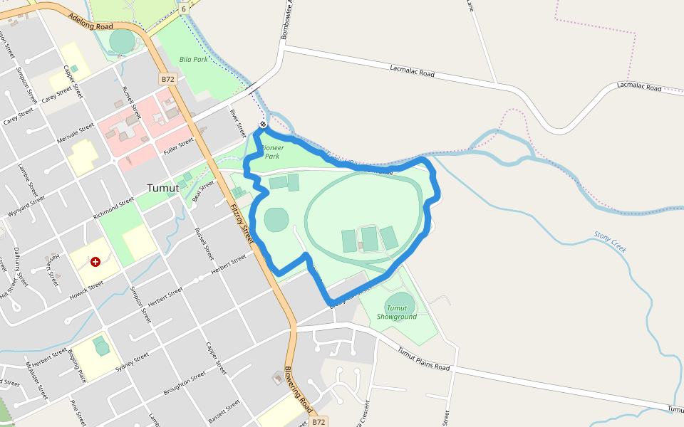 Pioneer Park walking route map in Tumut