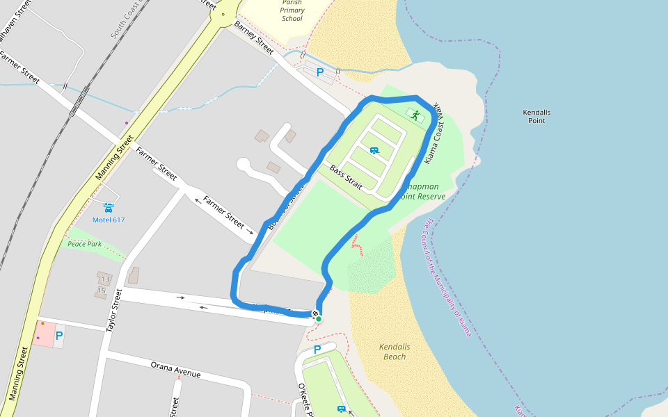 Chapman Point Reserve walking route map in Kiama