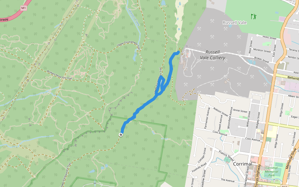 Lower Escarpment Trail walking route map in Tarrawanna