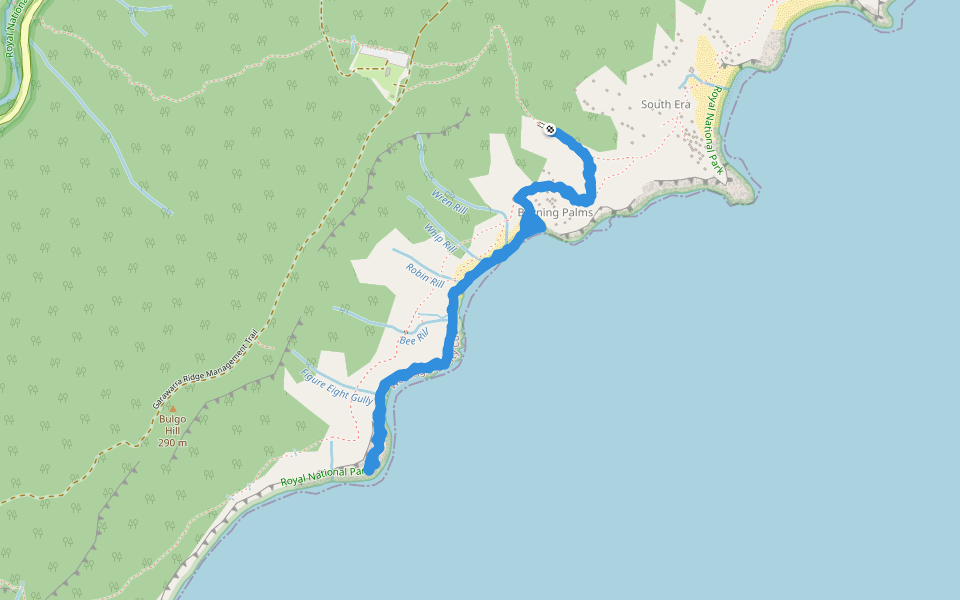 Royal National Park-Burgh Ridge Track walking route map in Lilyvale