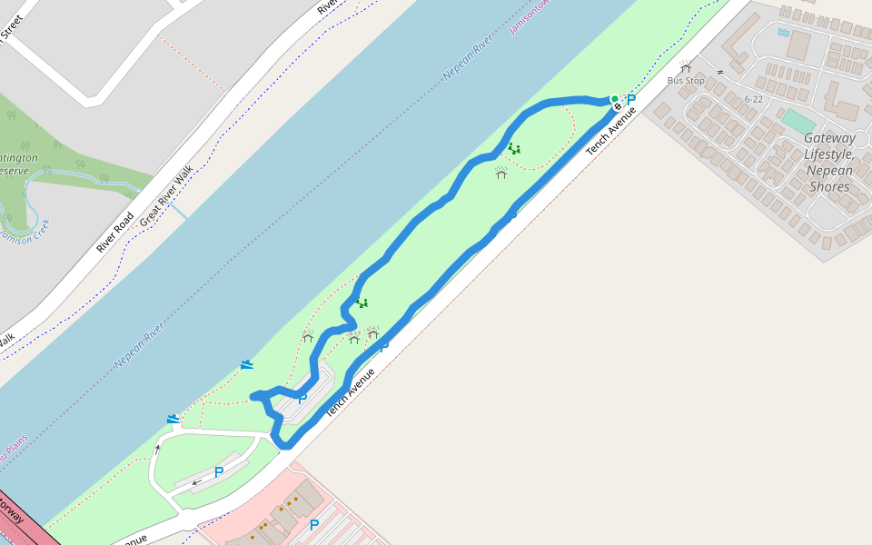 Tench Reserve walking route map in Jamisontown