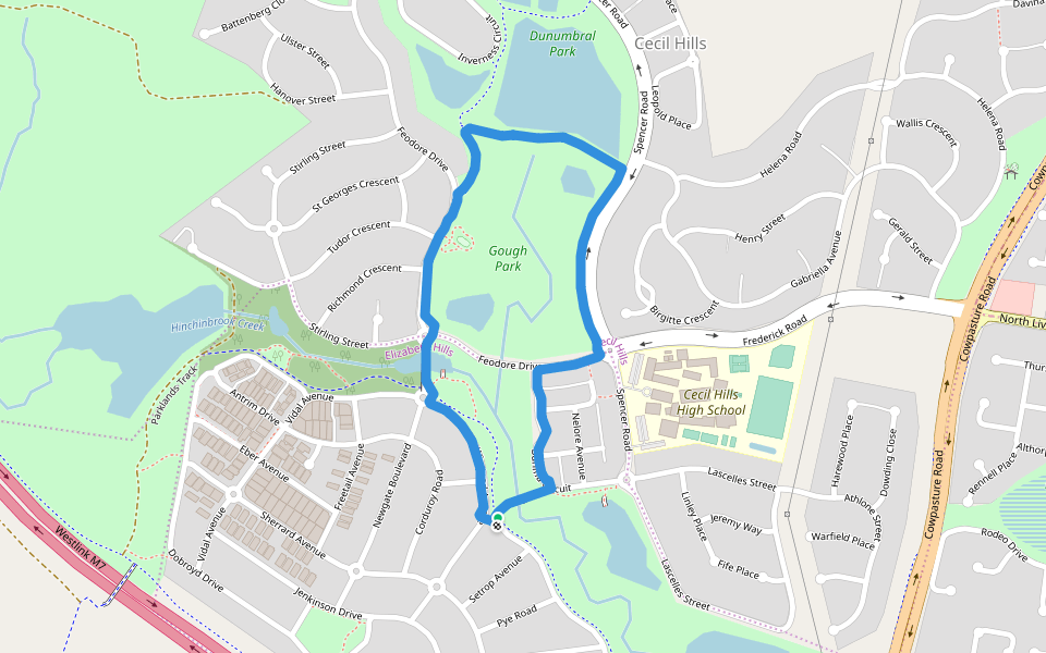 Gough Park walking route map in Elizabeth Hills