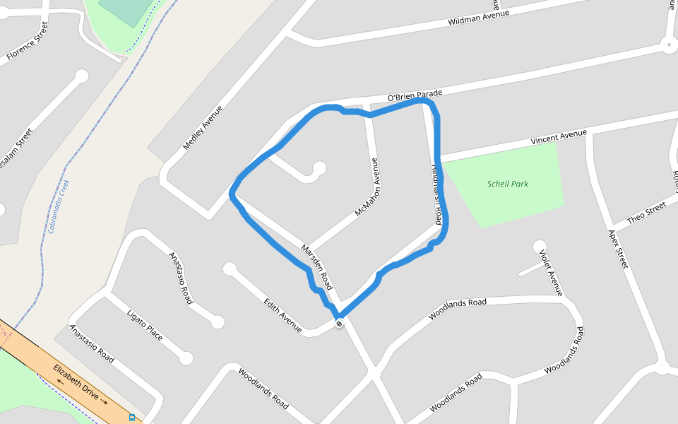 Schell Park walking route map in Liverpool