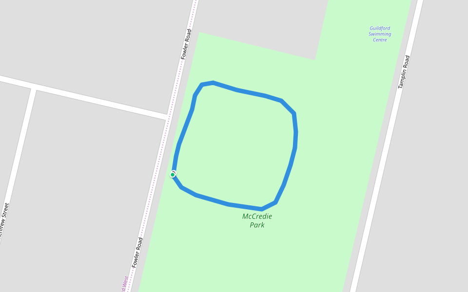 McCredie Park walking route map in Guildford West
