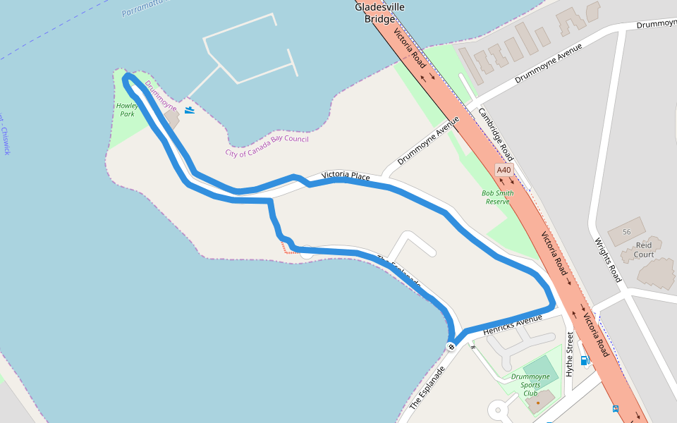 Howley Park walking route map in Drummoyne