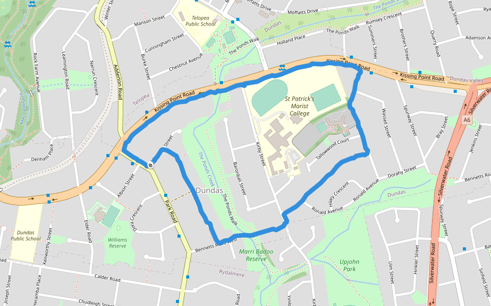 Marri Badoo Reserve walking route map in Dundas