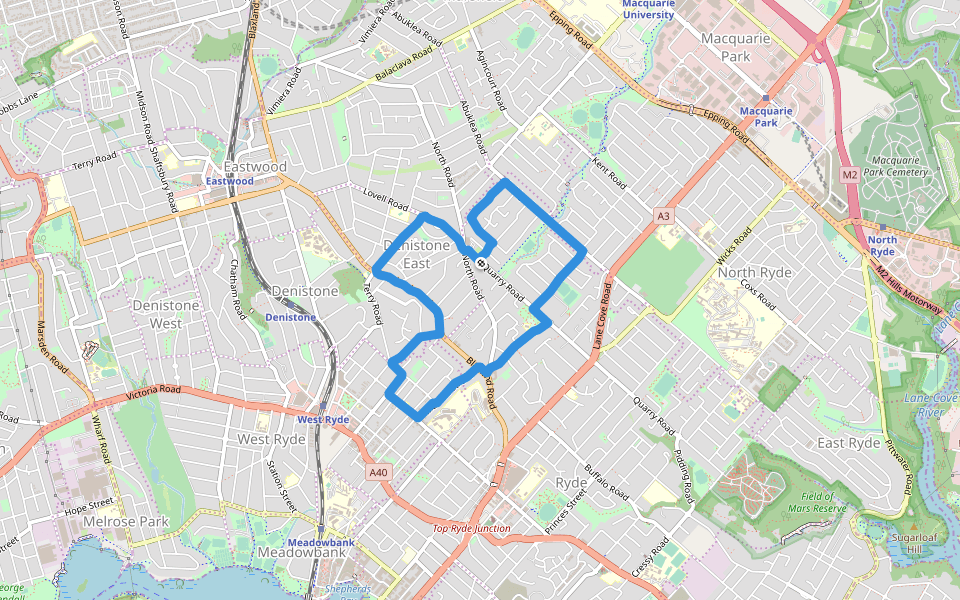 Santa Rosa Park walking route map in Ryde