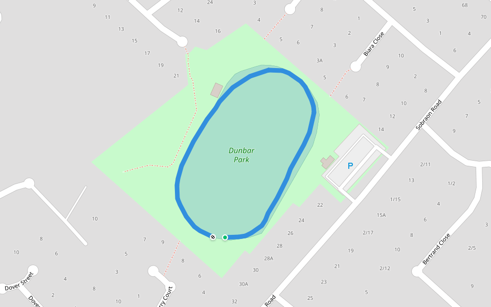 Dunbar Park walking route map in Marsfield