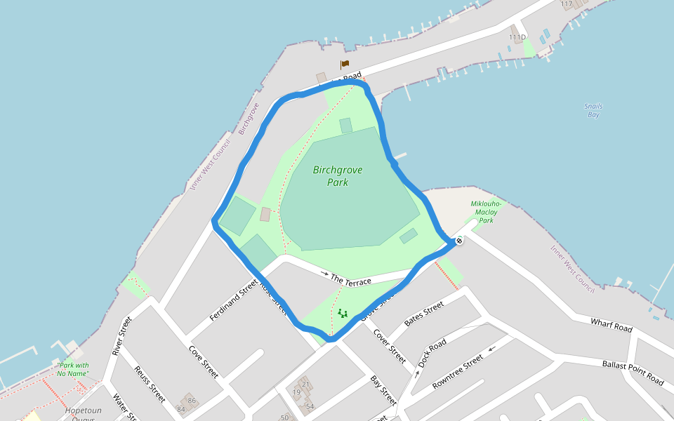 Birchgrove Park walking route map in Birchgrove