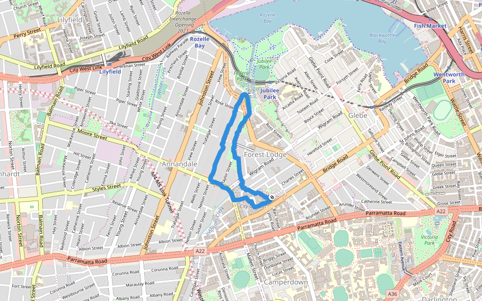 Hogben Park walking route map in Camperdown