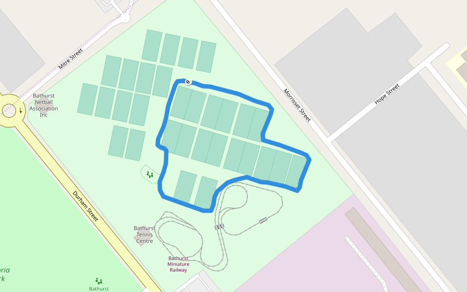 Bathurst Tennis Centre walking route map in Bathurst