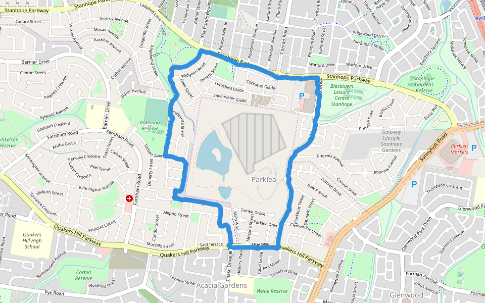 Parklea walking route map in Parklea