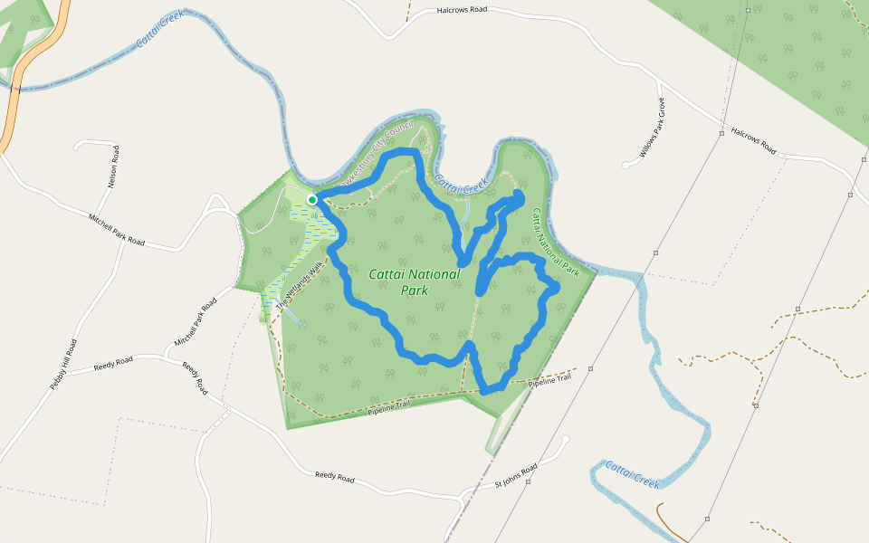 Cattai National Park walking route map in Maraylya