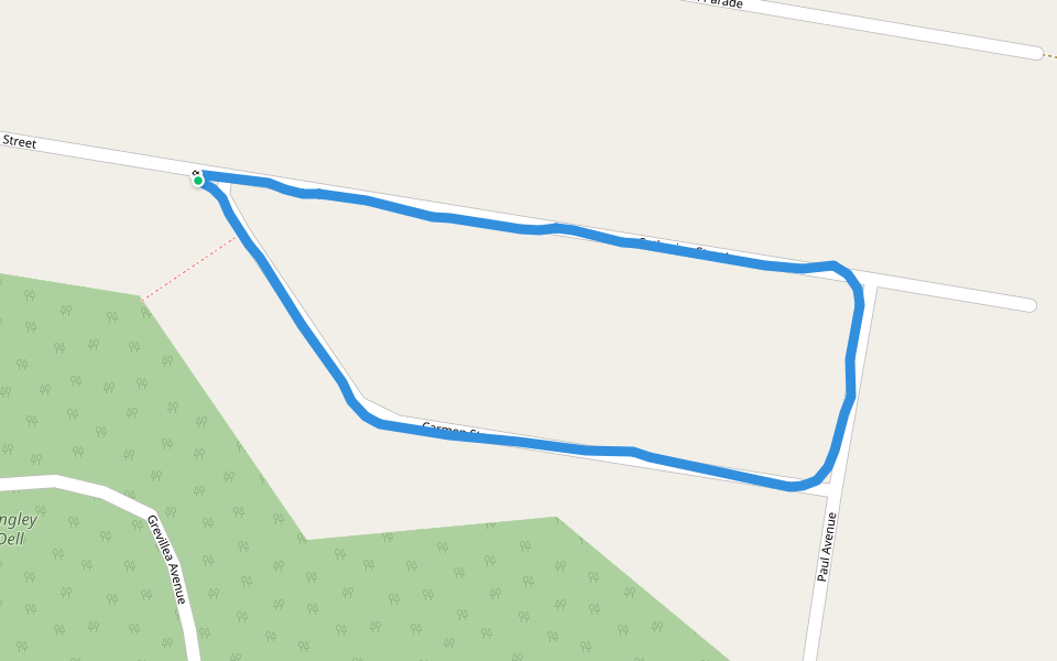 Dingley Dell walking route map in Saint Ives