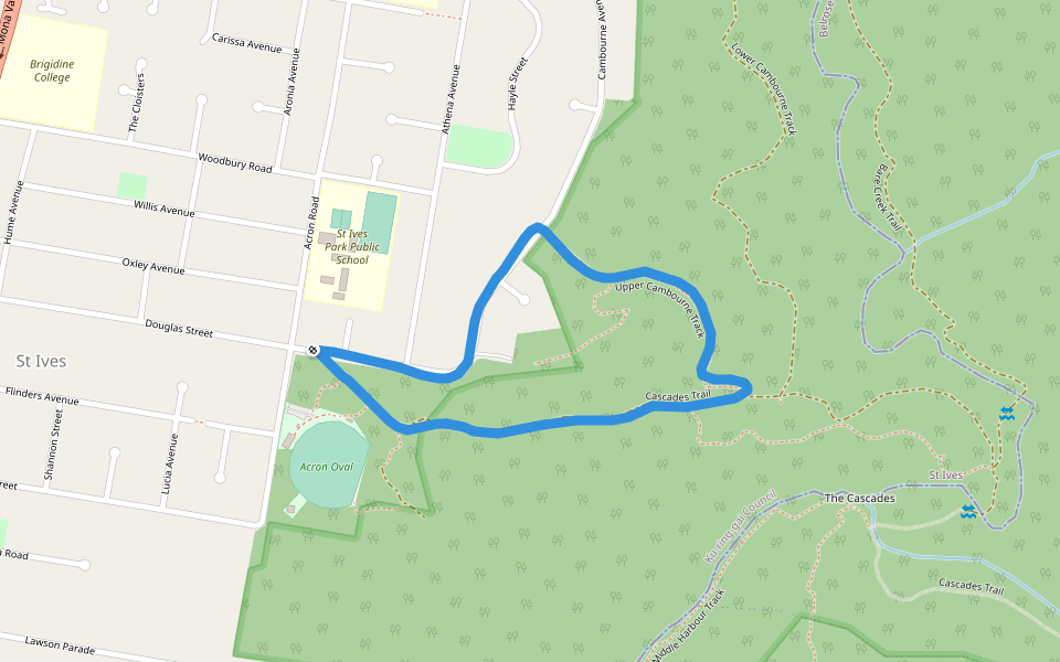 Upper Cambourne Track walking route map in Saint Ives