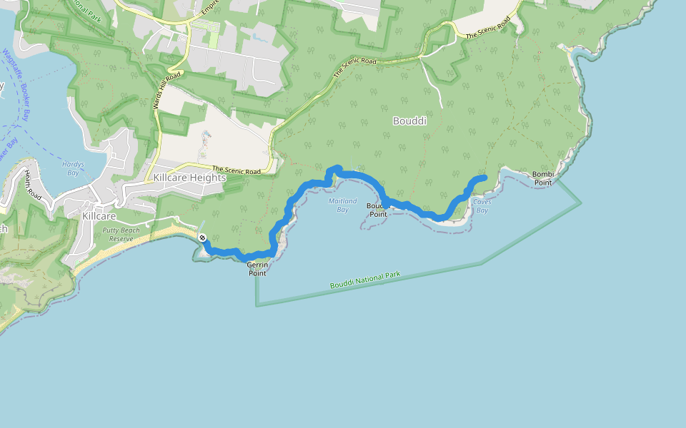 Bouddi Coastal Walk walking route map in Killcare Heights
