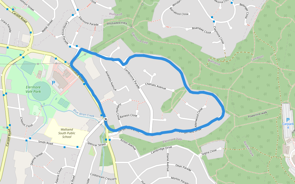 Jesmond Bushland walking route map in Elermore Vale