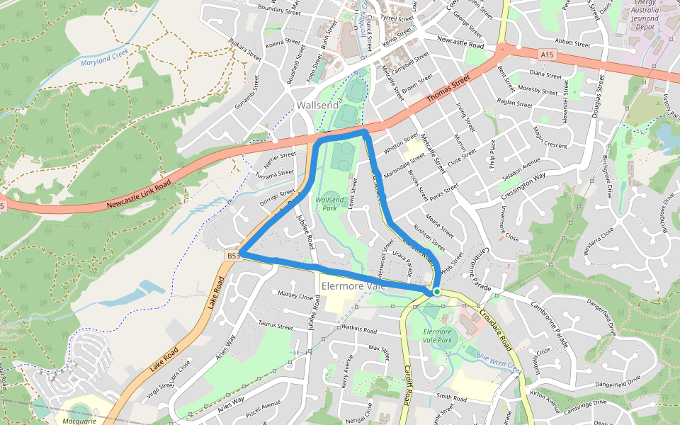 Wallsend Park walking route map in Elermore Vale