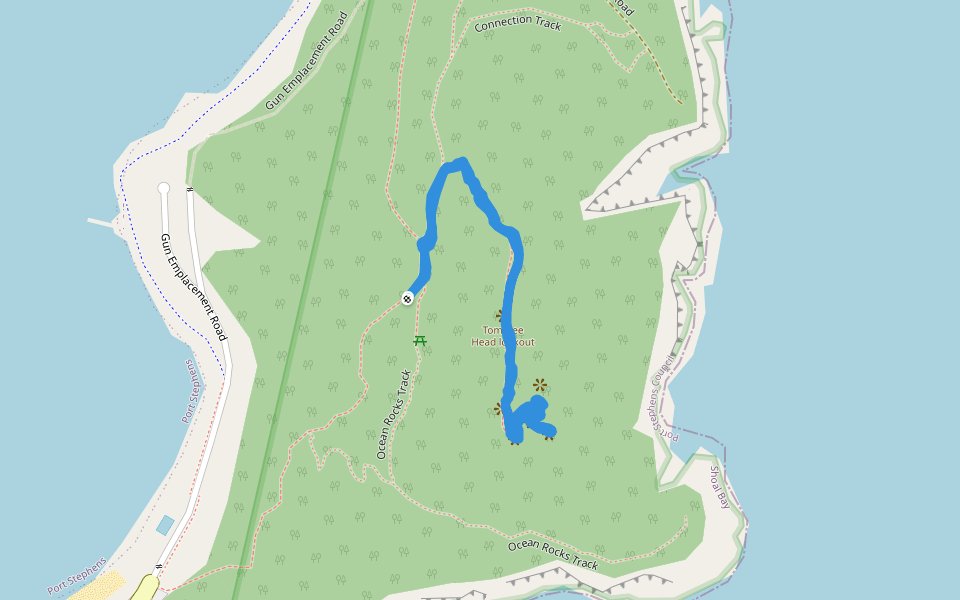 Tomaree National Park walking route map in Shoal Bay