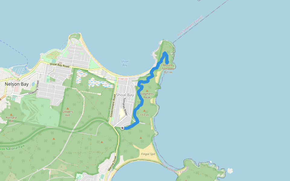 Shaol Bay East Trail walking route map in Shoal Bay