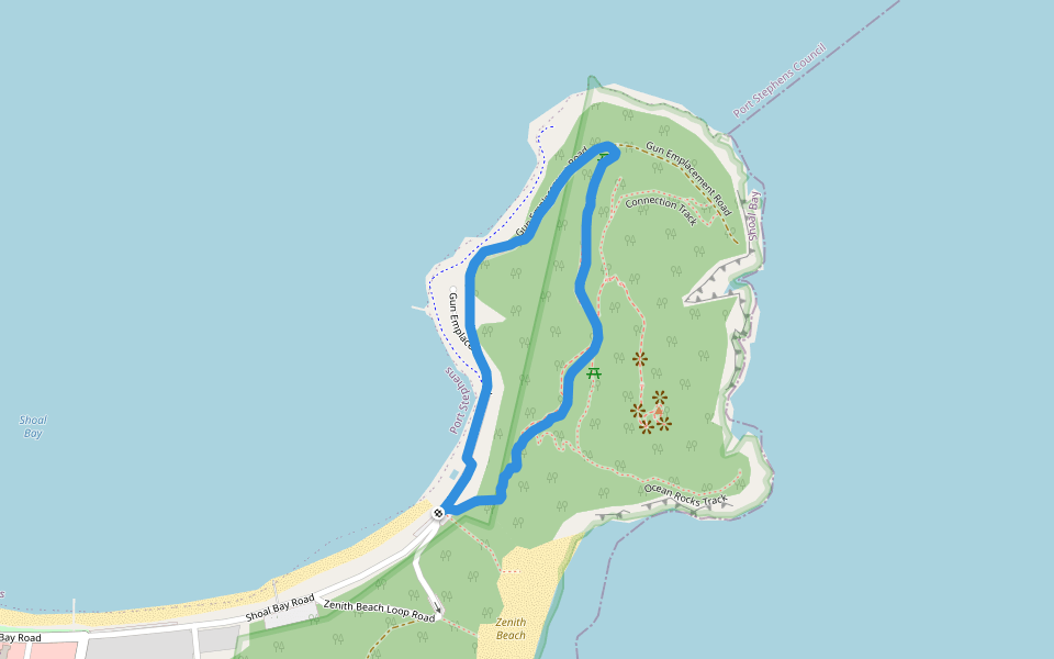 Tomaree National Park walking route map in Shoal Bay