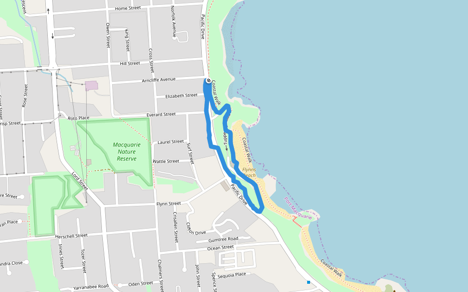 Port Macquarie Street Map Flynns Beach Walking And Running Trail - Port Macquarie, New South Wales,  Australia | Pacer