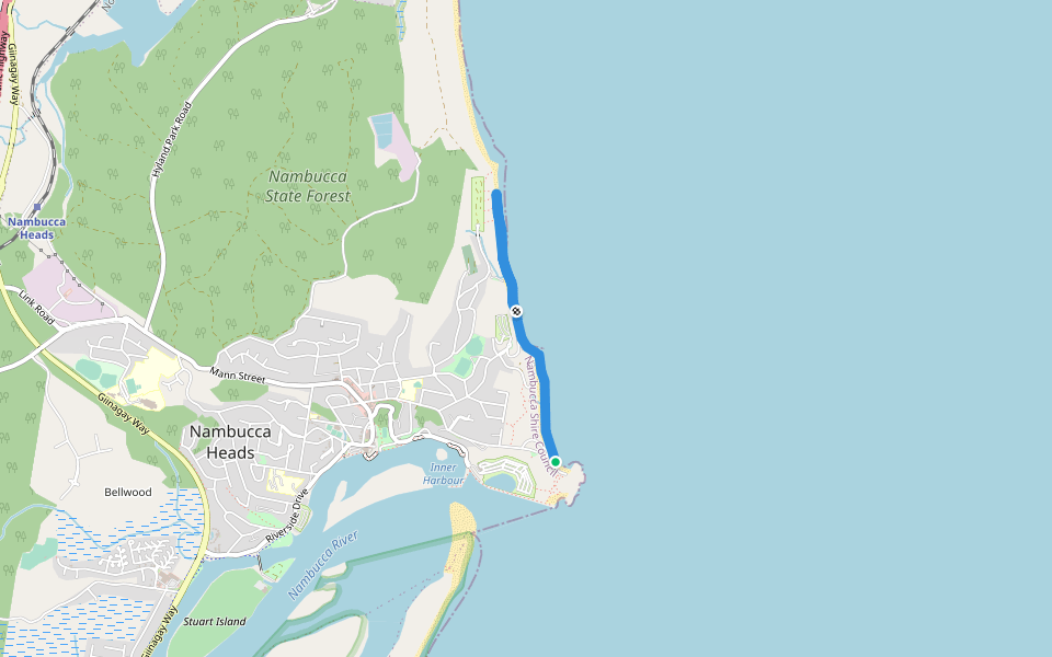 shelly beach to northern main beach walking route map in Nambucca Heads