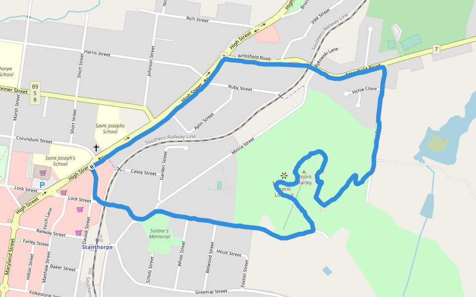 Mt Marley Scenic Lookout walking route map in Stanthorpe