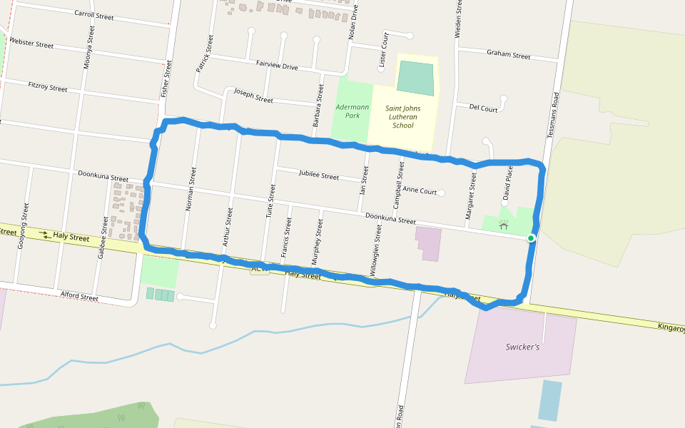 Adermann Park walking route map in Kingaroy