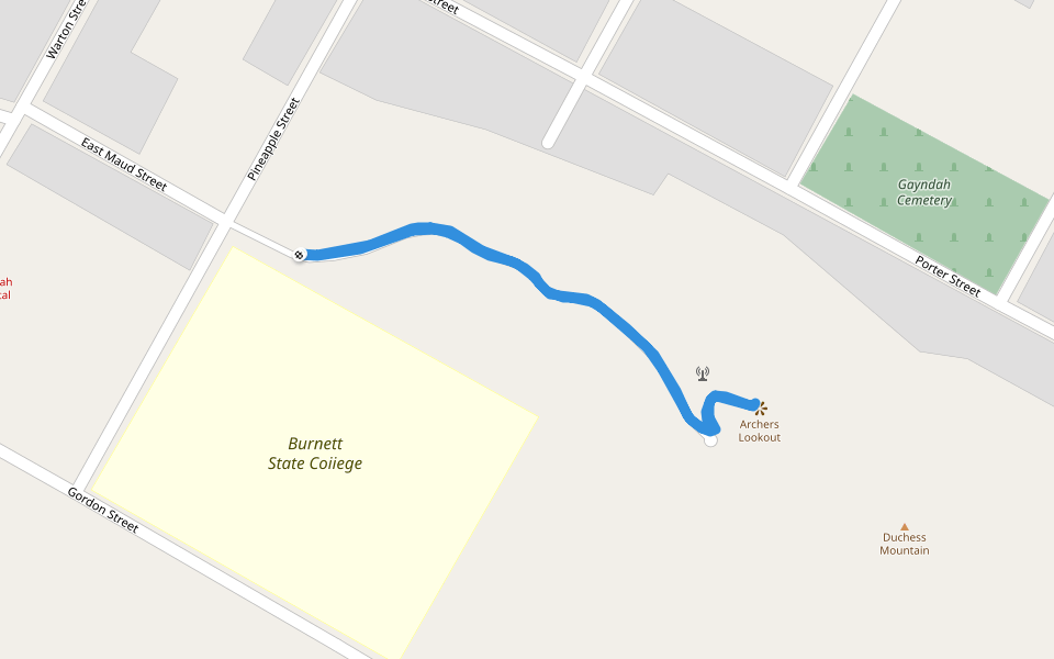 Archers Lookout walking route map in Gayndah