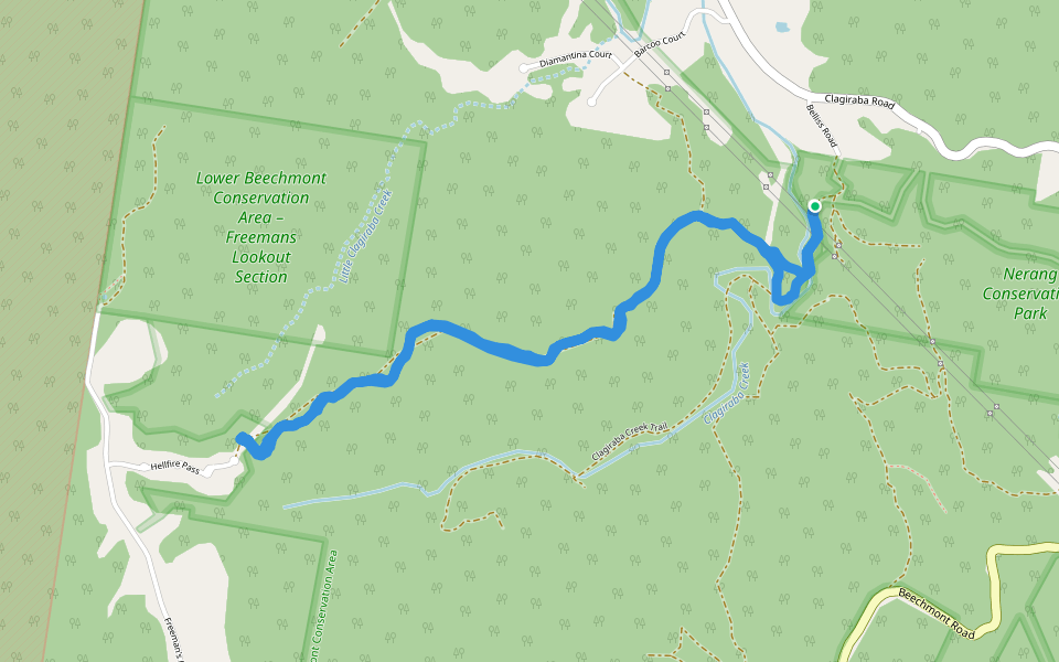 Barcoo Court to Bellis Road Trail walking route map in Mount Nathan
