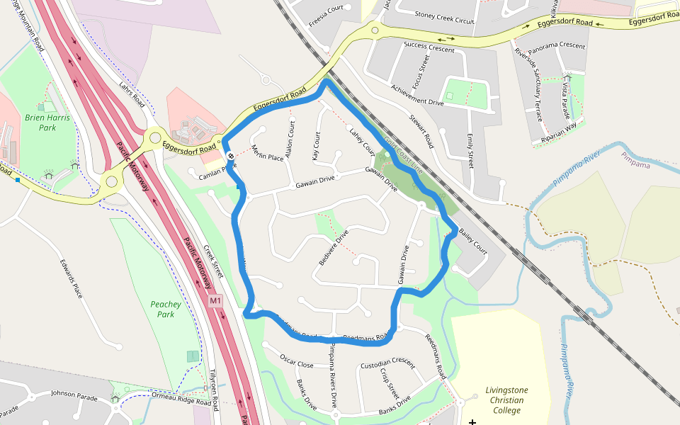 Livingstone Christian College walking route map in Ormeau