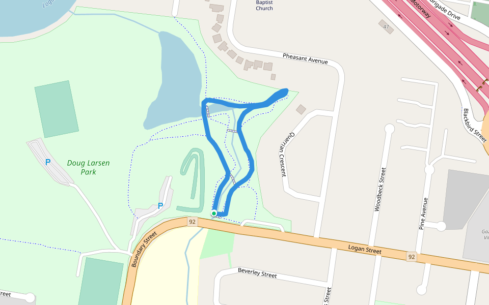 Doug Larsen Park walking route map in Beenleigh