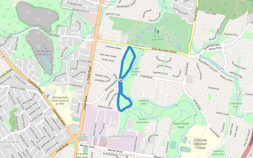 Tillack Park walking route map in Mansfield