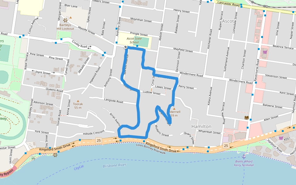Eldernell walking route map in Hamilton