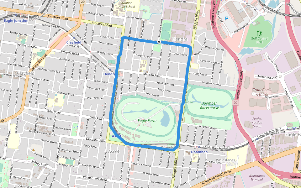 Eagle Farm walking route map in Hendra