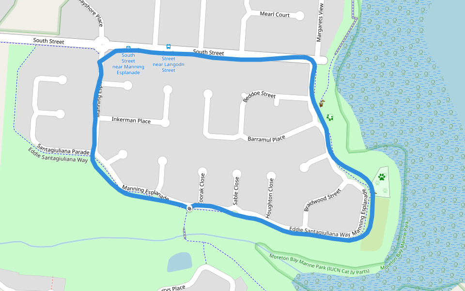 Moreton Bay Marine Park walking route map in Thornlands