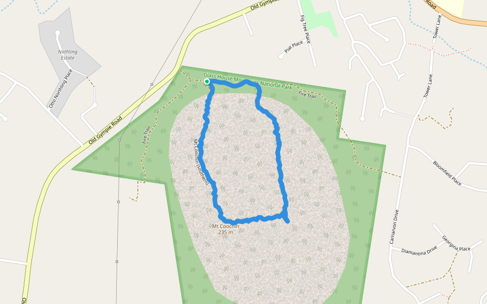 Glass House Mountains National Park-Mt Coochin walking route map in Beerwah