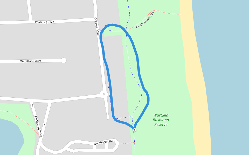 Wurtalla Bushland Reserve walking route map in Wurtulla