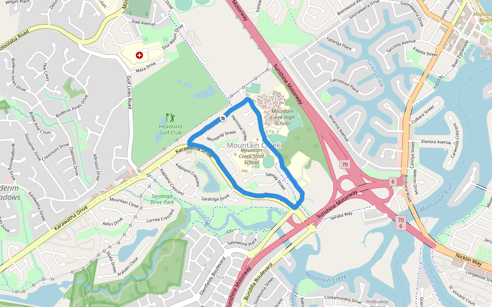 Mountain Creek walking route map in Mountain Creek