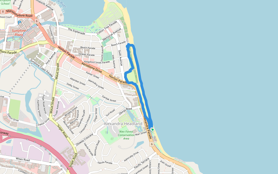 Buhk Family Park walking route map in Alexandra Headland