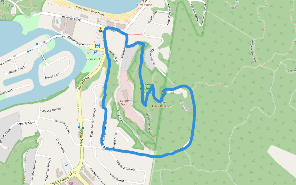Yunaman Bushland Reserve walking route map in Noosa Heads