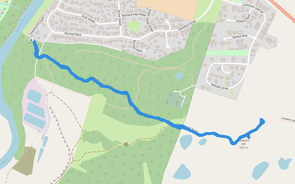 Cowans Hill Track walking route map in Lake Tekapo