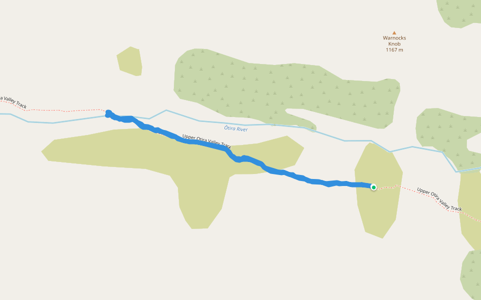 Upper Otira Valley Track walking route map in Turiwhate