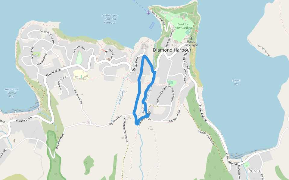 School Track -Pete's Path walking route map in Diamond Harbour